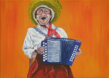 Peinture intitulée "L'accordeonniste" par Patrick Mahieu, Œuvre d'art originale, Huile