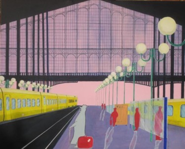 Peinture intitulée "Gare du Nord" par Patrick Mahieu, Œuvre d'art originale, Huile