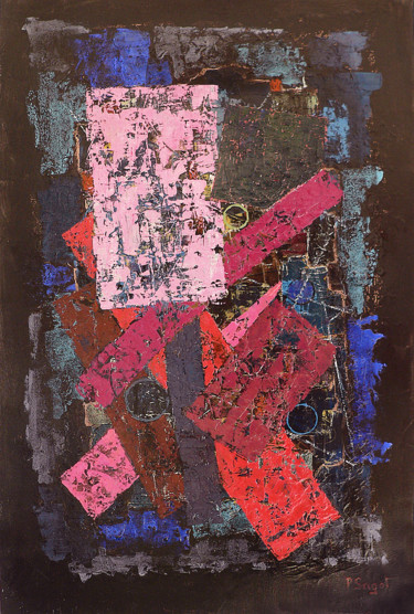 Peinture intitulée "placage-rouge.jpg" par Patrick Sagot, Œuvre d'art originale