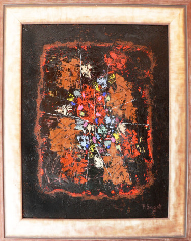 Peinture intitulée "concentration-rouge…" par Patrick Sagot, Œuvre d'art originale, Huile