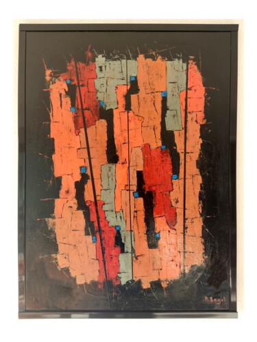 Painting titled "BR1" by Patrick Sagot, Original Artwork, Oil Mounted on Wood Stretcher frame