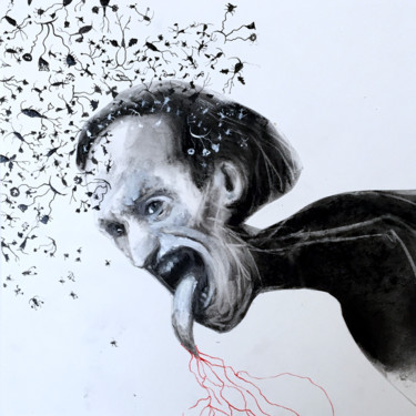 Рисунок под названием "ARTAUD variation 20…" - Patrick Santus, Подлинное произведение искусства, Древесный уголь