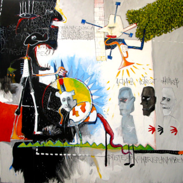 Malerei mit dem Titel "POUTINE ET BUSH(TRU…" von Patrick Santus, Original-Kunstwerk, Acryl