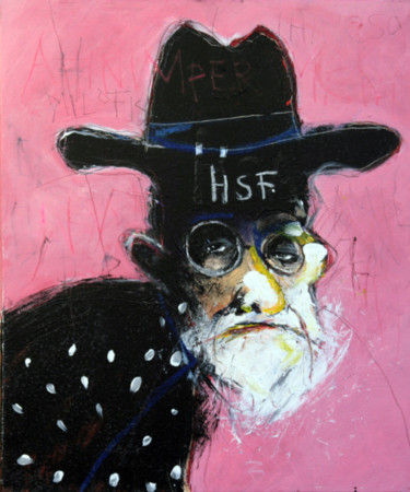 Malerei mit dem Titel "FREUD ROSE" von Patrick Santus, Original-Kunstwerk, Acryl