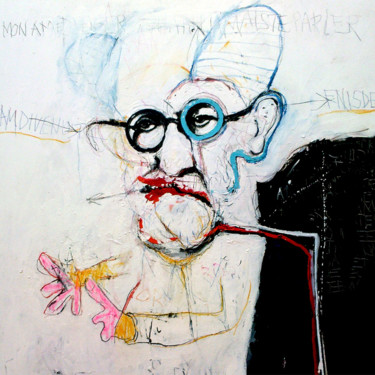 Painting titled "FREUD EN GRIBOUILLIS" by Patrick Santus, Original Artwork, Acrylic