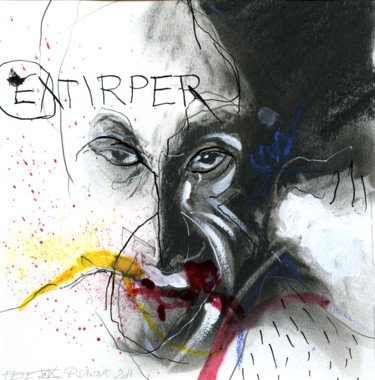 Dibujo titulada "EXTIRPER" por Patrick Santus, Obra de arte original, Carbón
