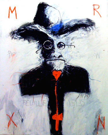 Peinture intitulée "MRXN FEUILLE VÉLO" par Patrick Santus, Œuvre d'art originale, Acrylique