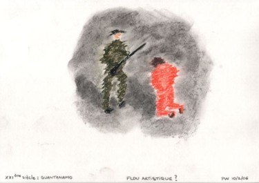 Drawing titled "Guantanamo: flou ar…" by Patrick Weber, Original Artwork