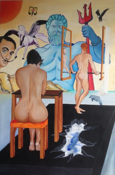 Malerei mit dem Titel "COUCOU SALVADOR" von Patrix Watelet, Original-Kunstwerk, Öl
