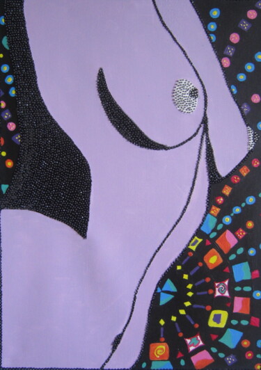 Painting titled "Buste de femme" by Patrizia Pic, Original Artwork, Embroidery