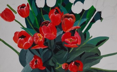 Peinture intitulée "Tulipes" par Patrizia Pic, Œuvre d'art originale, Acrylique Monté sur Châssis en bois