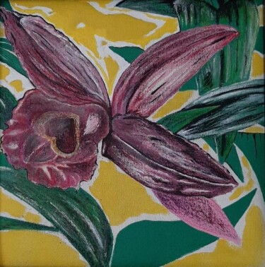 Peinture intitulée ""Orchidée 2"" par Patrizia Pic, Œuvre d'art originale, Acrylique Monté sur Autre panneau rigide
