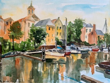 Painting titled "Dordrecht in Estate" by Patrizia Salcini, Original Artwork, Watercolor