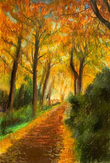 Pintura intitulada "Autunno nel bosco" por Patrizia Salcini, Obras de arte originais, Pastel