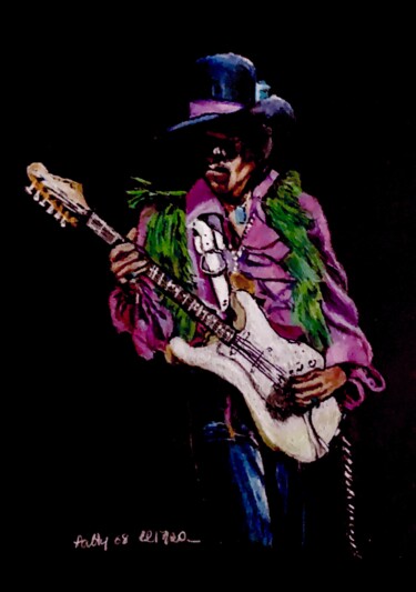 Malerei mit dem Titel "Jimi Hendrix" von Patrizia Salcini, Original-Kunstwerk, Pastell