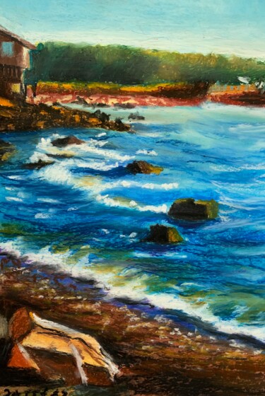 Malerei mit dem Titel "Pomeriggio al mare" von Patrizia Salcini, Original-Kunstwerk, Pastell