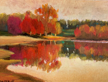 Malarstwo zatytułowany „Autunno sul fiume” autorstwa Patrizia Salcini, Oryginalna praca, Pastel