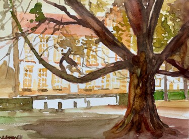 Pintura intitulada "Pomeriggio al parco" por Patrizia Salcini, Obras de arte originais, Aquarela