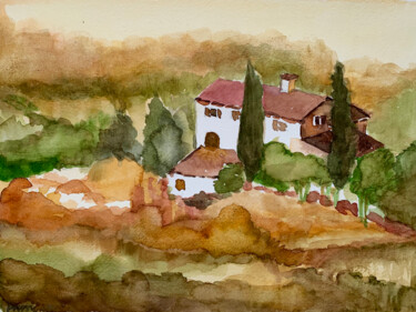 Painting titled "Toscana in Autunno" by Patrizia Salcini, Original Artwork, Watercolor