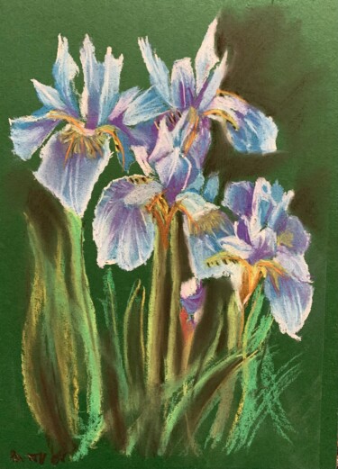 Malerei mit dem Titel "Iris" von Patrizia Salcini, Original-Kunstwerk, Pastell