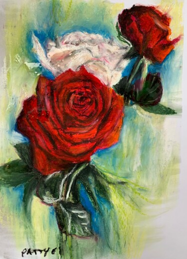 Painting titled "Rosso e Bianco" by Patrizia Salcini, Original Artwork, Pastel