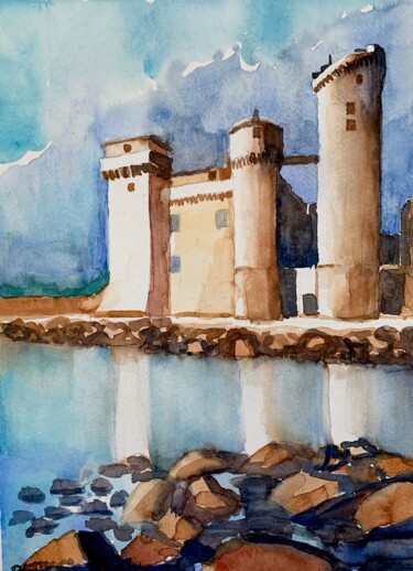 Painting titled "Castello di S.Sever…" by Patrizia Salcini, Original Artwork, Watercolor