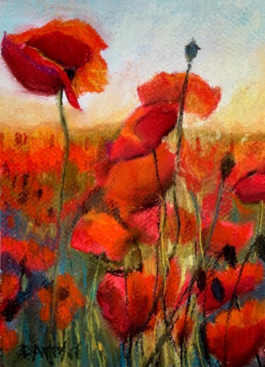Pintura titulada "Mille papaveri rossi" por Patrizia Salcini, Obra de arte original, Pastel