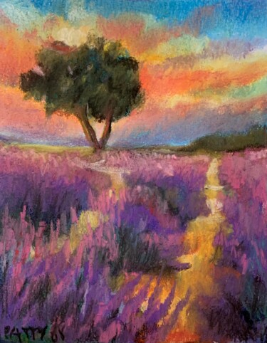 Pittura intitolato "Viola al tramonto" da Patrizia Salcini, Opera d'arte originale, Pastello
