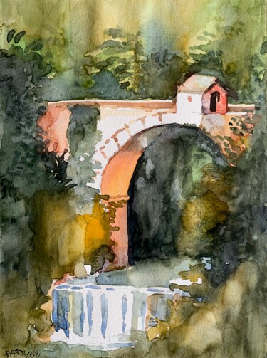 Malerei mit dem Titel "Ponte di Cecco, Asc…" von Patrizia Salcini, Original-Kunstwerk, Aquarell