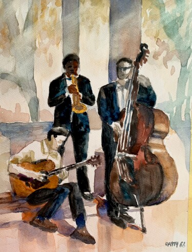 Painting titled "Jazz Band" by Patrizia Salcini, Original Artwork, Watercolor