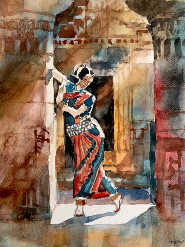 Painting titled "Danzatrice indiana" by Patrizia Salcini, Original Artwork, Watercolor