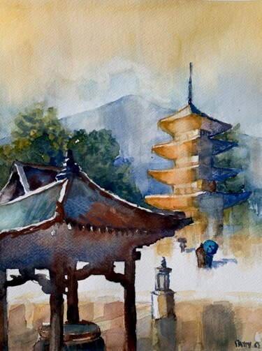 Painting titled "Giappone mistico" by Patrizia Salcini, Original Artwork, Watercolor
