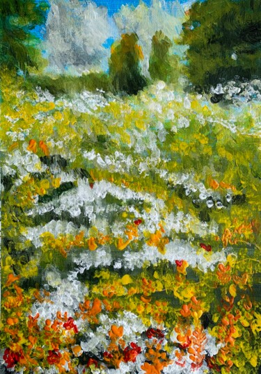 Pittura intitolato "Il mare di fiori, S…" da Patrizia Salcini, Opera d'arte originale, Acrilico