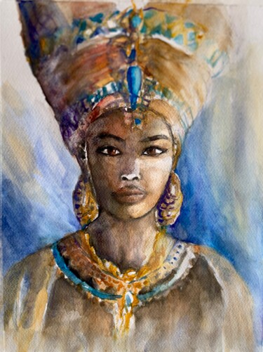 Pintura titulada "Bellezza egiziana a…" por Patrizia Salcini, Obra de arte original, Acuarela