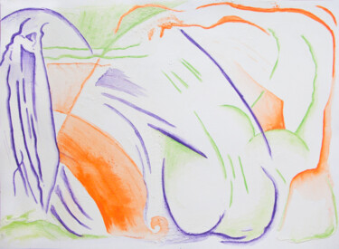 Dessin intitulée "Tresses 1 — On Paper" par Patrizia Salles, Œuvre d'art originale, Crayon