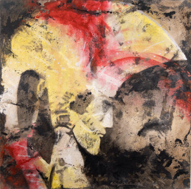 Malerei mit dem Titel "Warrior Head" von Patrizia Salles, Original-Kunstwerk, Acryl