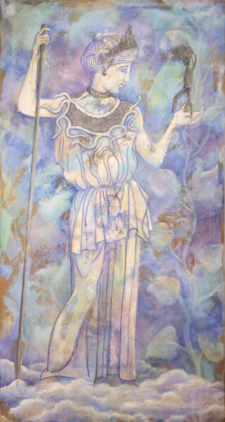 Painting titled "Athena with Warrior" by Patrizia Salles, Original Artwork, Acrylic