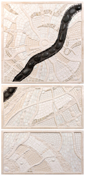 Scultura intitolato "Fissura" da Patrizia Salles, Opera d'arte originale, Pietra Montato su Pannello di legno