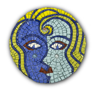 Sculpture titled "Goldie" by Patrizia Salles, Original Artwork, Mosaic Mounted on Other rigid panel
