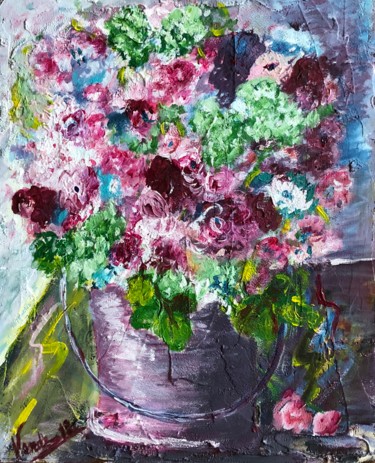 Painting titled "Fiori in secchio" by Patrizia Verde, Original Artwork, Acrylic