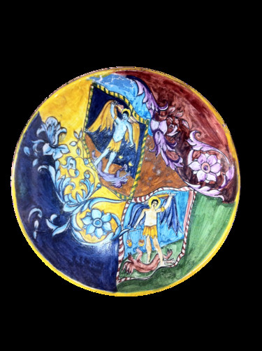 Pittura intitolato "carte dell'arcangel…" da Patrizio Agostinelli, Opera d'arte originale, Smalto