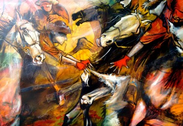 Buzkashi Peinture intitulée "Buzkashi" par Patrizio De Magistris, Œuvre d'art originale, Acrylique