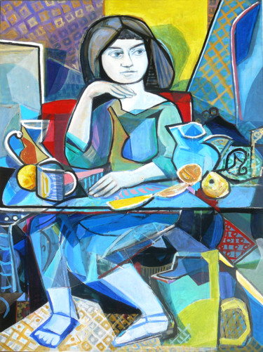 Peinture intitulée "En el pub del puerto" par Patryk Lukas, Œuvre d'art originale, Huile