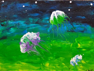 Pintura titulada "Space Jellyfish" por Patryk Siwiak, Obra de arte original, Acrílico