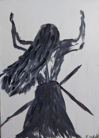 Painting titled "Revenge of blood" by Patryk Siwiak, Original Artwork, Acrylic Mounted on Wood Stretcher frame