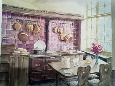 Peinture intitulée "La cuisine au doux…" par Chris, Œuvre d'art originale, Huile