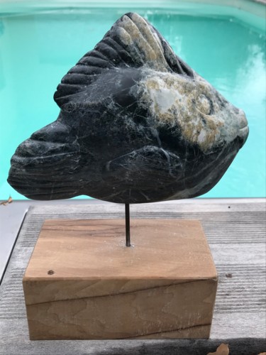 Skulptur mit dem Titel "poisson" von Patricia Tempere (T.PAT), Original-Kunstwerk, Stein