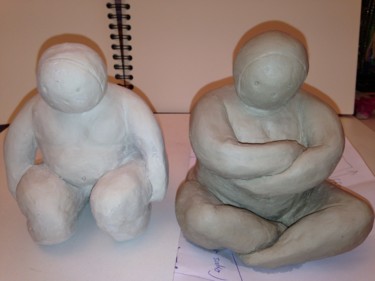 Sculpture titled "LITTLE SUMO" by Patricia Tempere (T.PAT), Original Artwork, Clay
