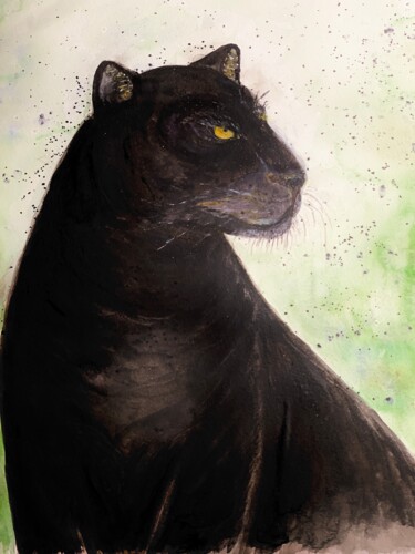 Картина под названием "panthère noire" - Patricia Tempere (T.PAT), Подлинное произведение искусства, Акварель
