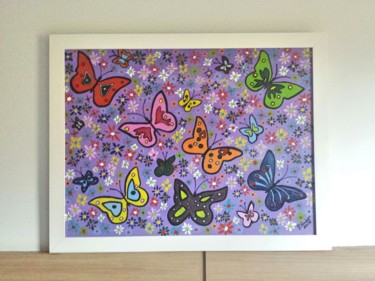 Painting titled "BUTTERFLOWERS" by P. Rocko, Original Artwork, Acrylic